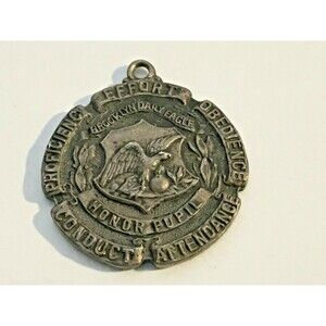 Antique 1916 Sterling Brooklyn Daily Eagle Honor Pupil Public School Medallion